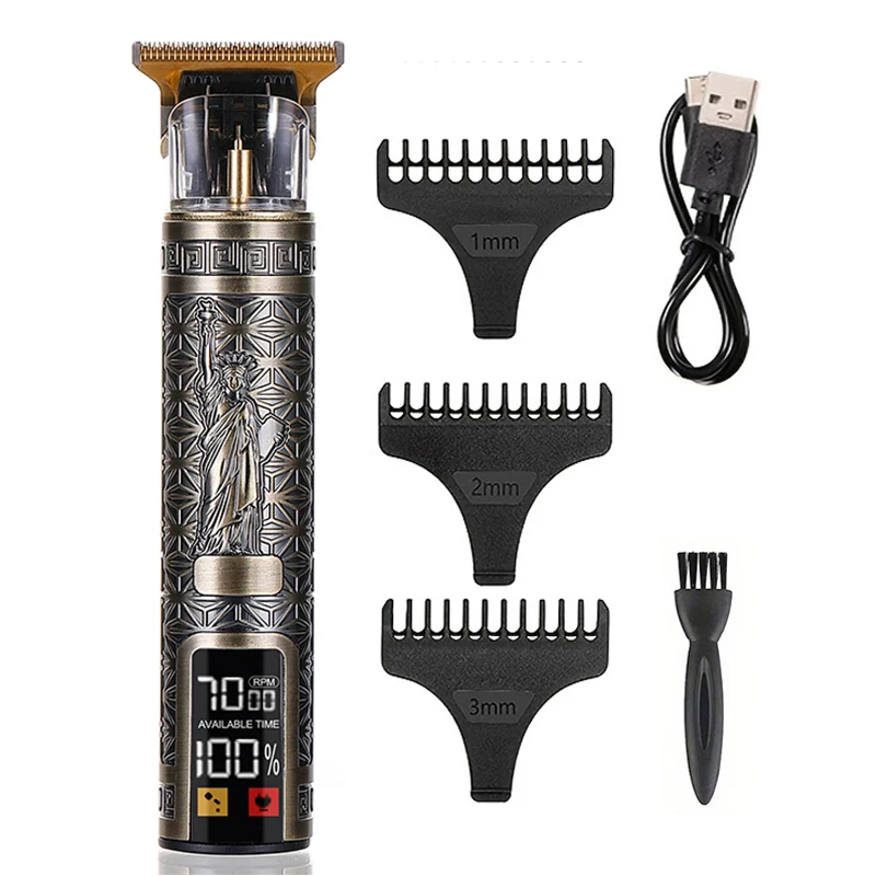 인기 레트로 전기 헤어 클리퍼, 전문 남성용 전기 면도기, T 타입 나이프 헤드, USB 충전식 헤어 클리퍼