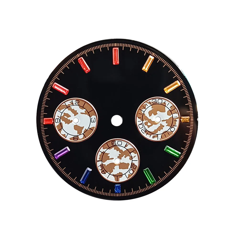 VK63 dial panda dial luminous dial suitable for 39.3mm case quartz
