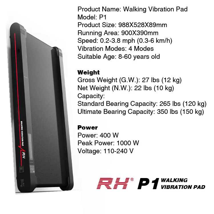 Mini Electric Motorized Walking Machine Flat Treadmill Vibration Walking Pad with LED Screen for Home Use MOQ Small