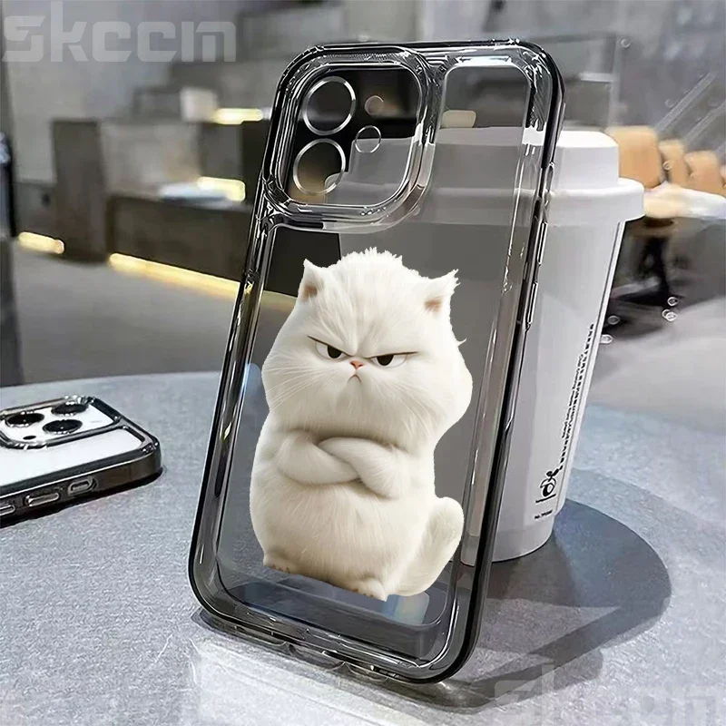 Playful Cat Design Clear Shockproof Phone Case - Soft Cover