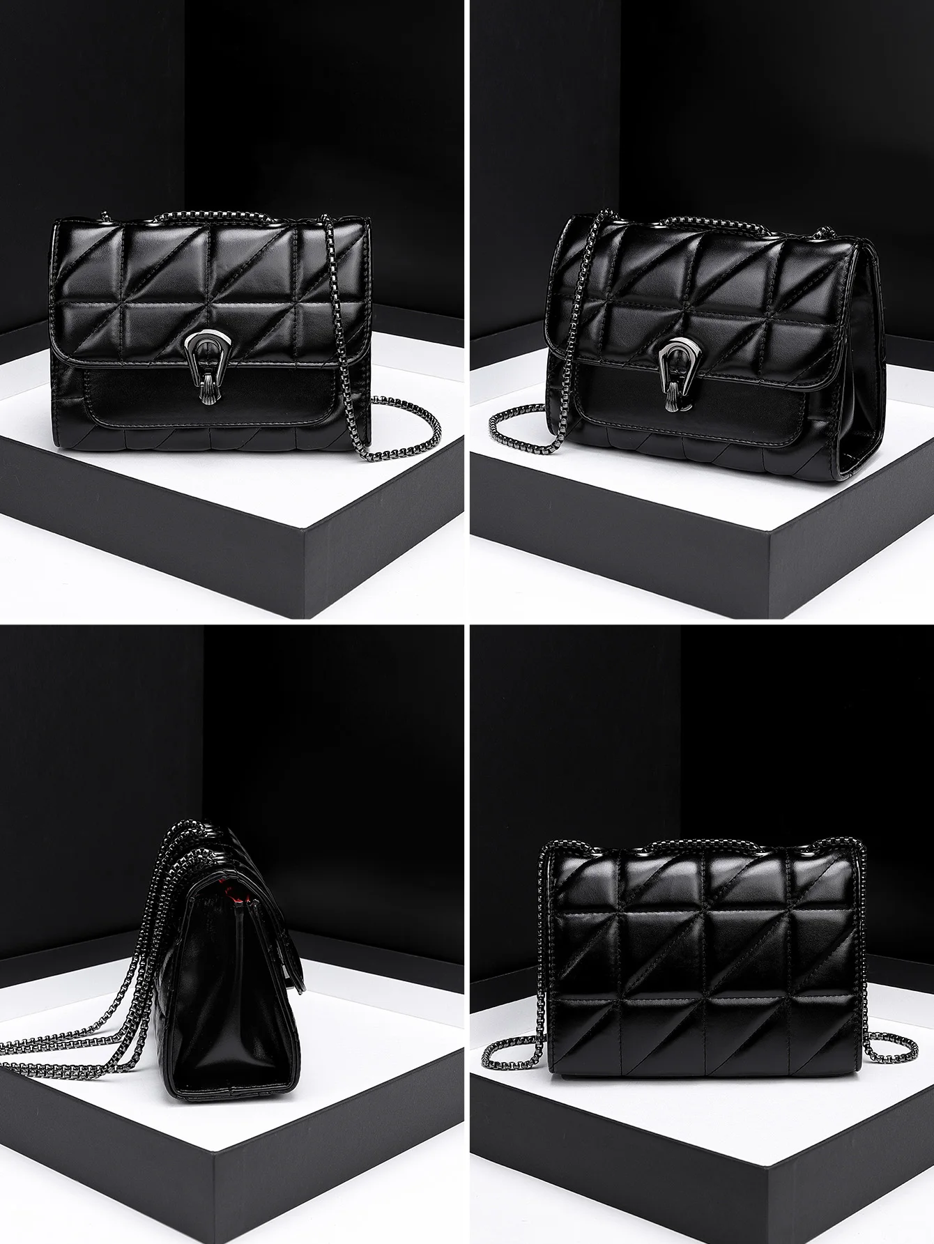 حقيبة متقاطعة مائلة عتيقة للنساء ، جلد صناعي ، حقي...