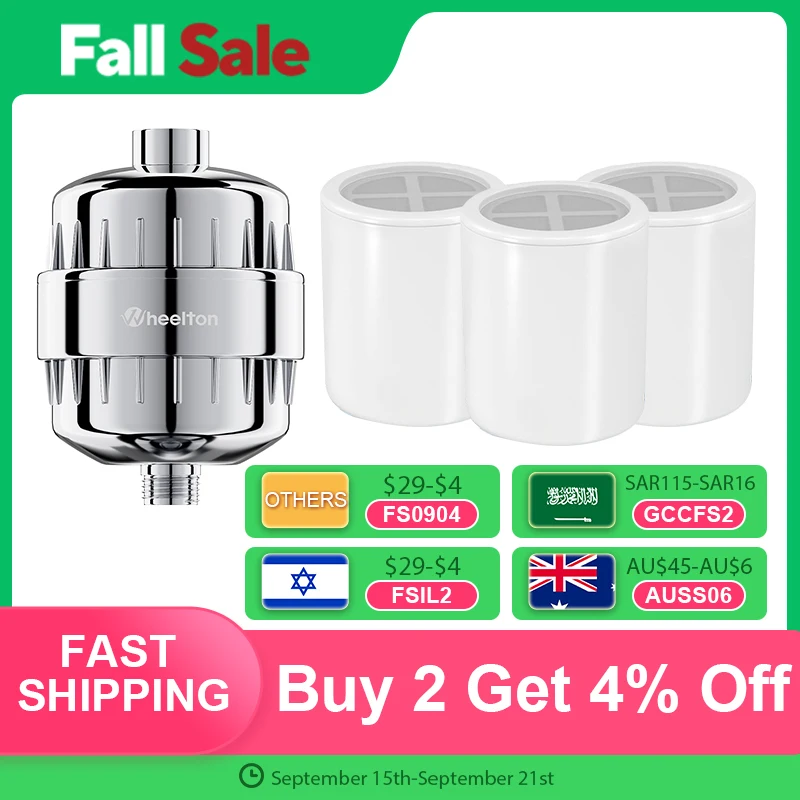 Wheelton Bath Shower Filter(WHT-303-3E) Softener Chlorine & Heavy Metal Removal Water Filter Purifier For Health Bathing