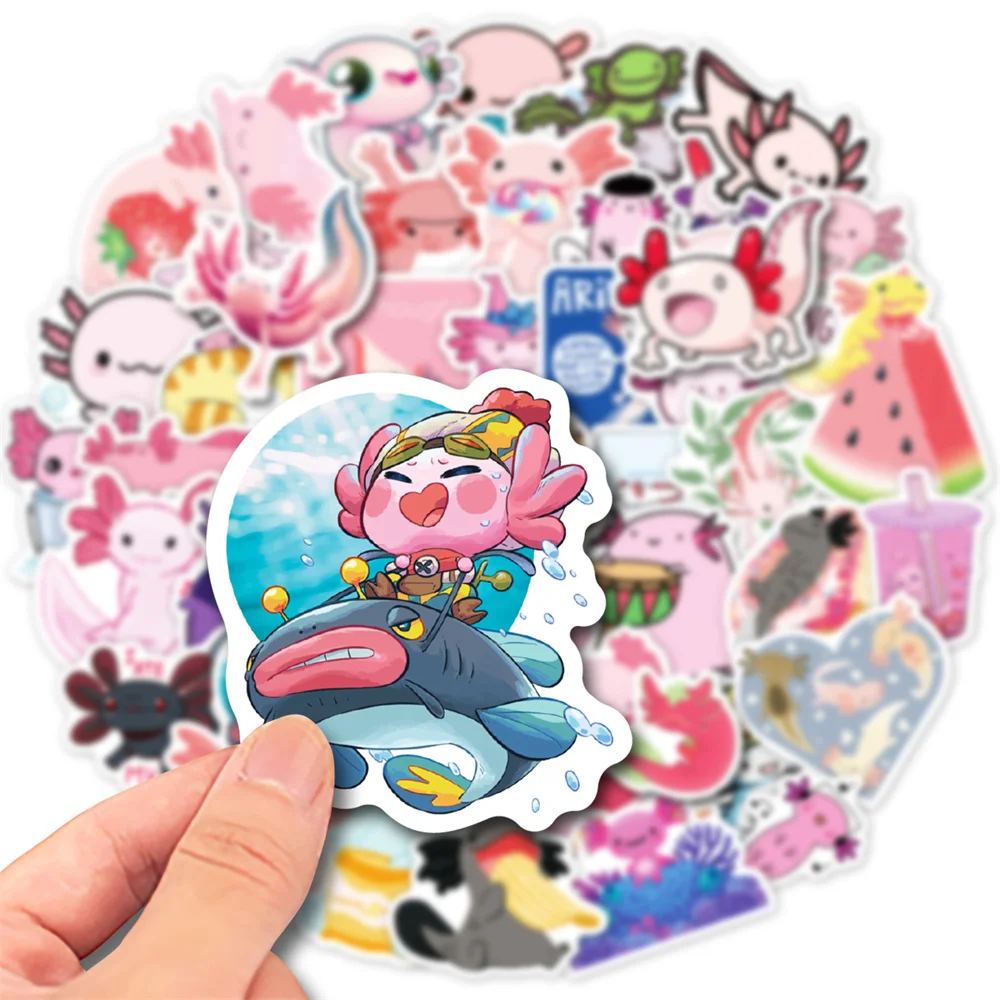 10/30/50PCS Cute Axolotl Cartoon Stickers For Kids Toys Luggage Laptop Ipad Skateboard Journal Mobile Phone Stickers Wholesale 10 30 50pcs cartoon doctor medical appliances series stickers for gifts toys luggage laptop ipad gift journal stickers wholesale