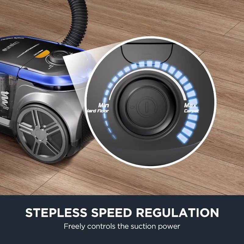 Eureka Bagless Canister Pet Friendly Vacuum Cleaner for Home with 2 Motors,Retractable Cord, and 4 Cleaning Tools,NEN186BL, Blue 6