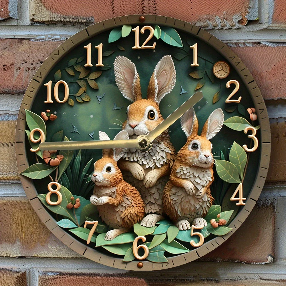 3D Rabbit Silent Aluminum Wall Clock