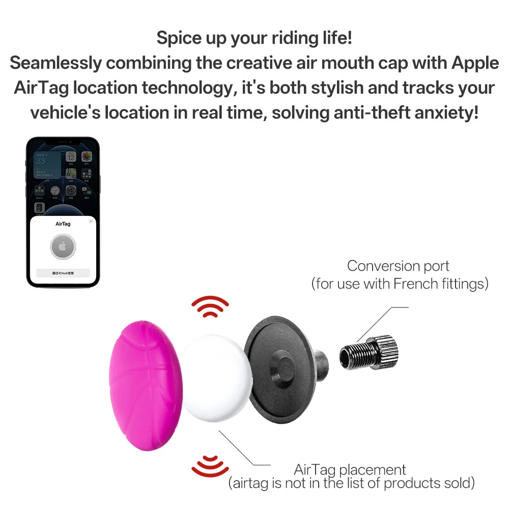 ฝาครอบวาล์วยางจักรยานแบบซ่อนได้ ใช้สำหรับติดตั้ง AirTag เพื่อติดตามตำแหน่ง ใช้ได้กับจักรยานเสือภูเขา จักรยานถนน และจักรยานทั่วไป เป็นอุปกรณ์ตกแต่ง 1