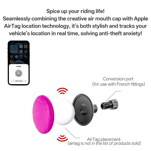 ฝาครอบวาล์วยางจักรยานแบบซ่อนได้ ใช้สำหรับติดตั้ง AirTag เพื่อติดตามตำแหน่ง ใช้ได้กับจักรยานเสือภูเขา จักรยานถนน และจักรยานทั่วไป เป็นอุปกรณ์ตกแต่ง 1