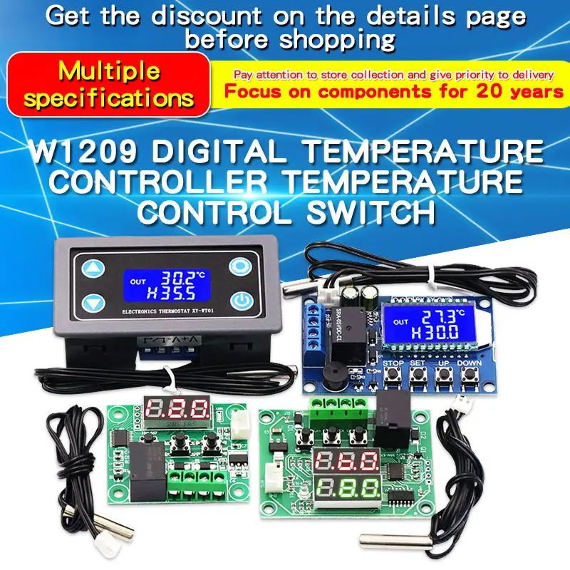 1PCS W1209 Blue/Red LED DC 12V Digital Thermostat Temperature Control