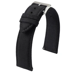 Deluxe Waterproof Sailcloth Nylon Sports Watch Band - Quick Release Strap - 22mm (Black)