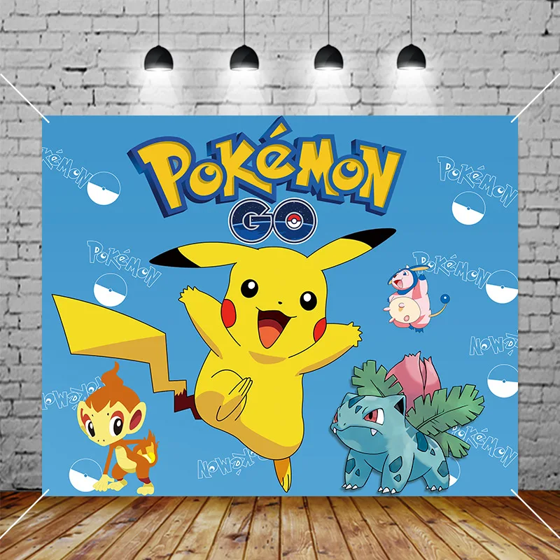 Pokemon aniversário fundo festa decoração crianças pikachu squirtle foto  pano de fundo fotografia parede do chuveiro do bebê poster adereços supplie  - AliExpress