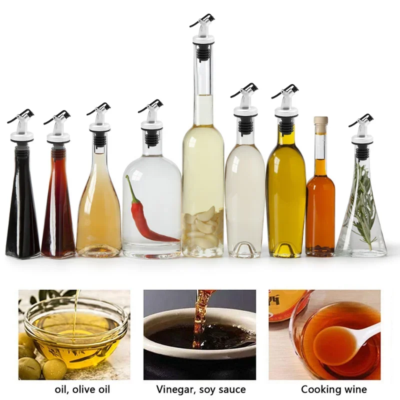 Oil Bottle Stopper Cap Dispenser Sprayer Lock Wine Pourer Sauce Nozzle Liquor Leak-Proof Plug Bottle Stopper 3/1Pcs Kitchen Tool bottle stopper