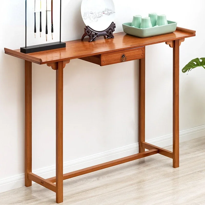 Retro Charm Side Table Simple Elegance Buddha Hall Furniture Versatile Drawers Dual Color Options Offering Table Incense