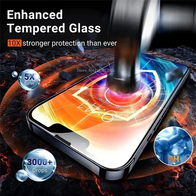 4PCS Tempered Glass For iPhone 17 16 15 13 12 14 Pro Max Screen Protector for iPhone X XR XS Max 14 15 16 Plus Protective Film 6