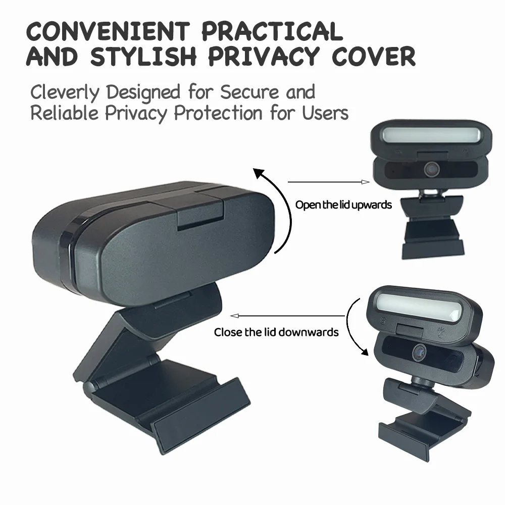 4K USB Webcam Auto Focus UHD Computer Camera Ring Fill Light for Streaming Video Conferencing Plug and Play EXHQDR
