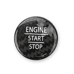 Red Real Carbon Fiber Engine Start Button Cover Sticker (Black)