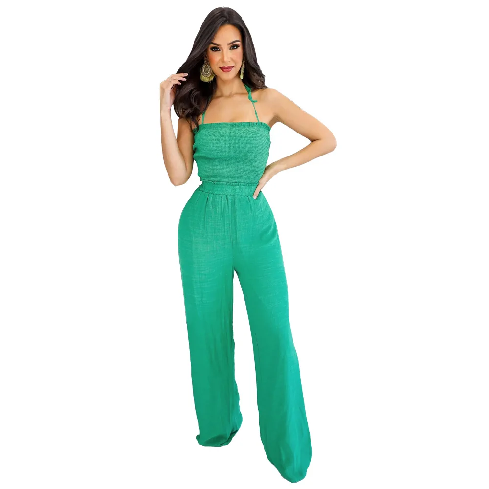 Casual Sexy Women Summer Jumpsuit Sleeveless Female Halter Rompers Girl