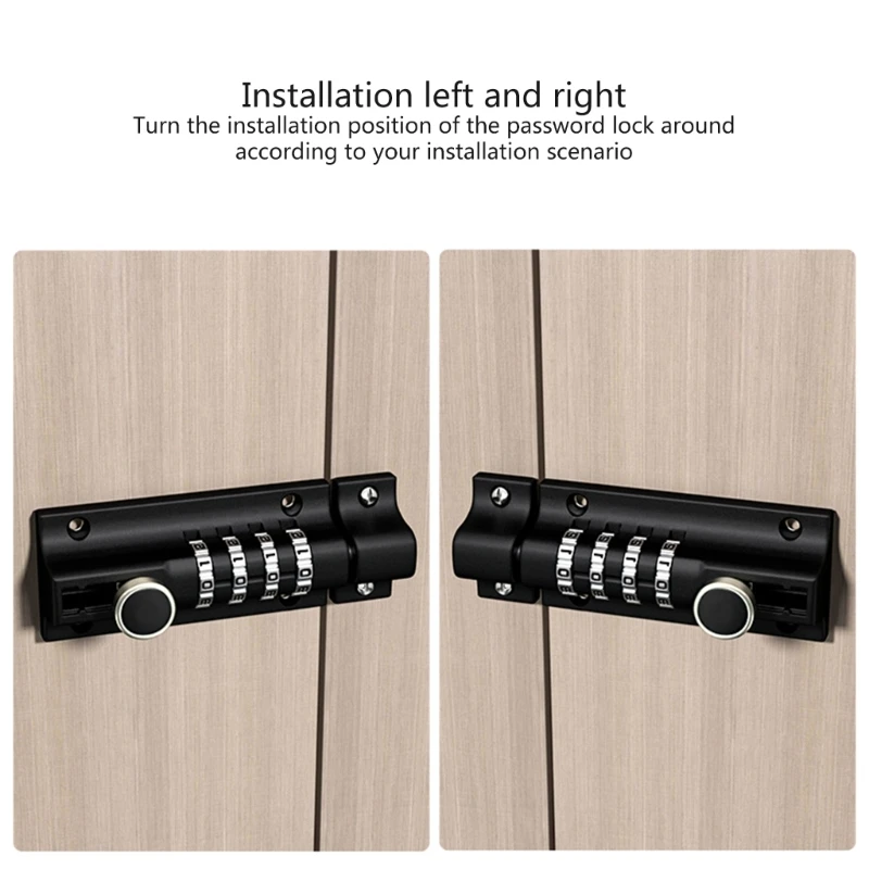 Solid Sliding Lock Aluminum Alloy Door Safety Bolt Latches Mechanical Password Lock Keyless Sliding Door Easy Use