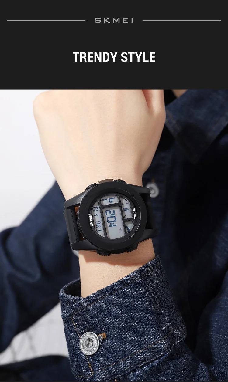 SKMEI Digital Watch Led Light Electronic Watch For Men Sport Male Watch Countdown Stopwatch 5Bar Waterproof Clock Reloj hombre