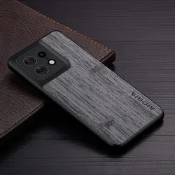 Custodia per telefono in pelle con pattern in bambù di lusso