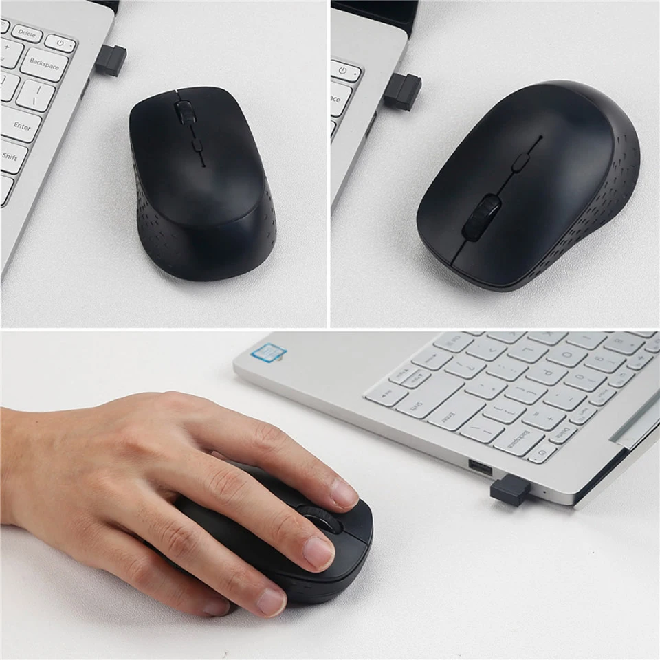silencioso, mouse ergonômico, ajustável com adaptador USB, PC portátil, Macbook, 3 DPI