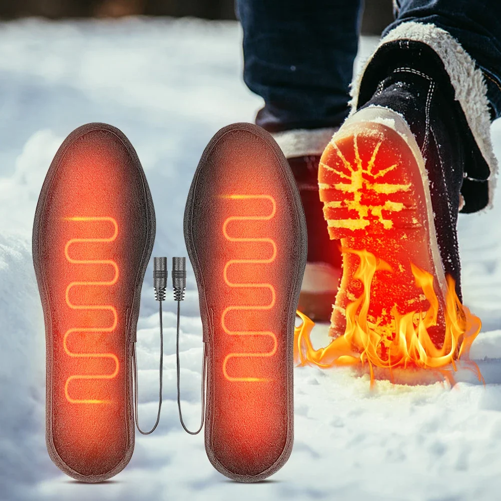 Men Women USB Heated Shoe Insoles Washable Warm Thermal Insoles Electric Foot Warming Pad Winter Outdoor Sports Heating Insole