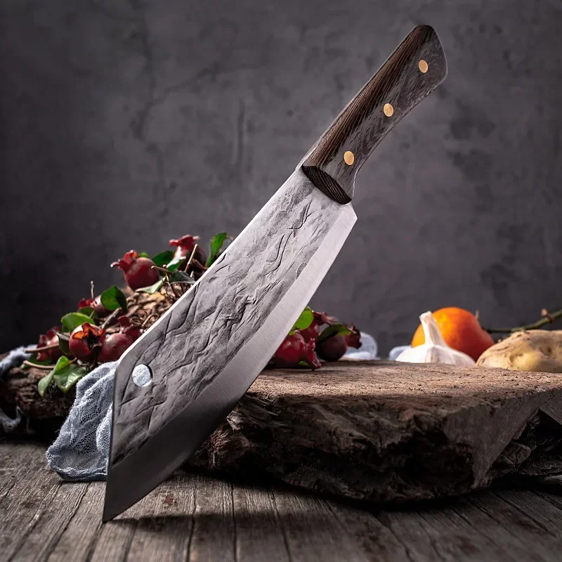 Meat Cleaver Forged Stainless Steel Butcher Knife Outdoor Hunting Camping Meat Cutting BBQ Tools