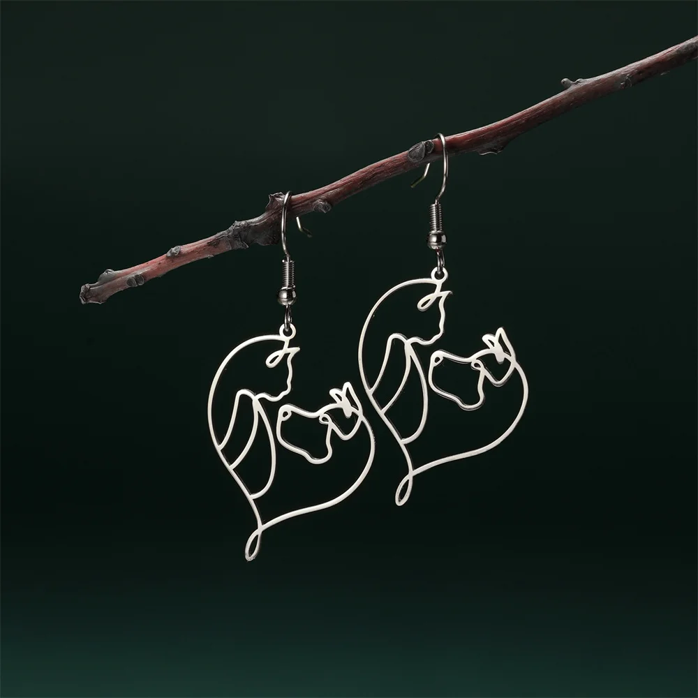 Cute Cat and Dog Dangle Earrings for Girls Stainless Steel Lovely Kitten Animal Drop Earring Fashion Jewelry - PeticaDeals