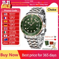 PAGANI DESIGN Rose Gold Green Dial Diving Automatic Watch For Men AR Sapphire crystal 200M Waterproof Mechanical Wrist watch Men