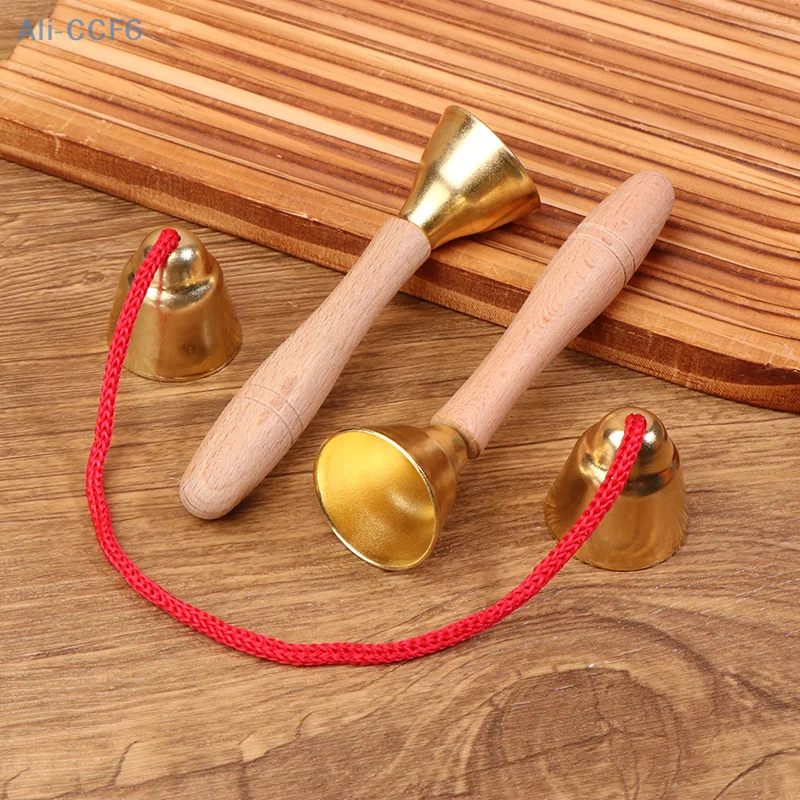 Children Musical Instrument Toy Bells With Strings/Handles Montessori Orff Instrument Kindergarten Music Play Learning Toy 1Pair