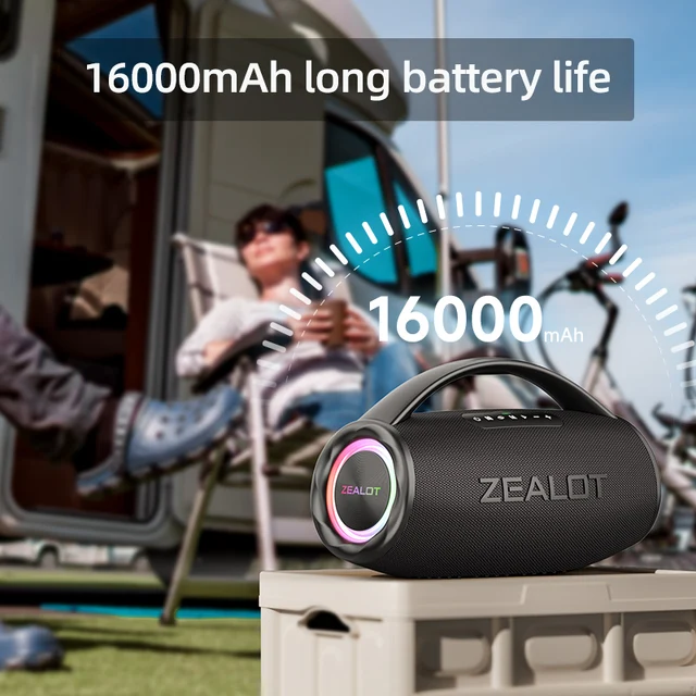 ZEALOT S97 80W Wireless speaker, Outdoor Portable Subwoofer Speaker, Hifi Sound quality,Dual Pairing, Fast Charging,16000mAh.