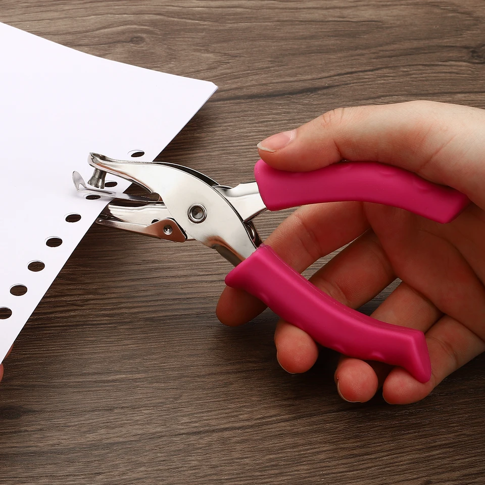 School Office Metal Single Hole Puncher Handheld Hole Puncher With Soft Grip 6mm Circle Shape DIY Paper Punch Binding Stationery