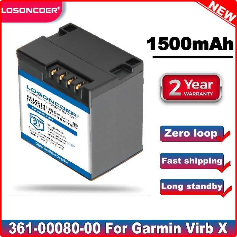 TECHTEK Batteries Compatible avec [Garmin] Virb X, Virb X Compact, VIRB XE remplace 010-12256-01, pour 361-00080-00