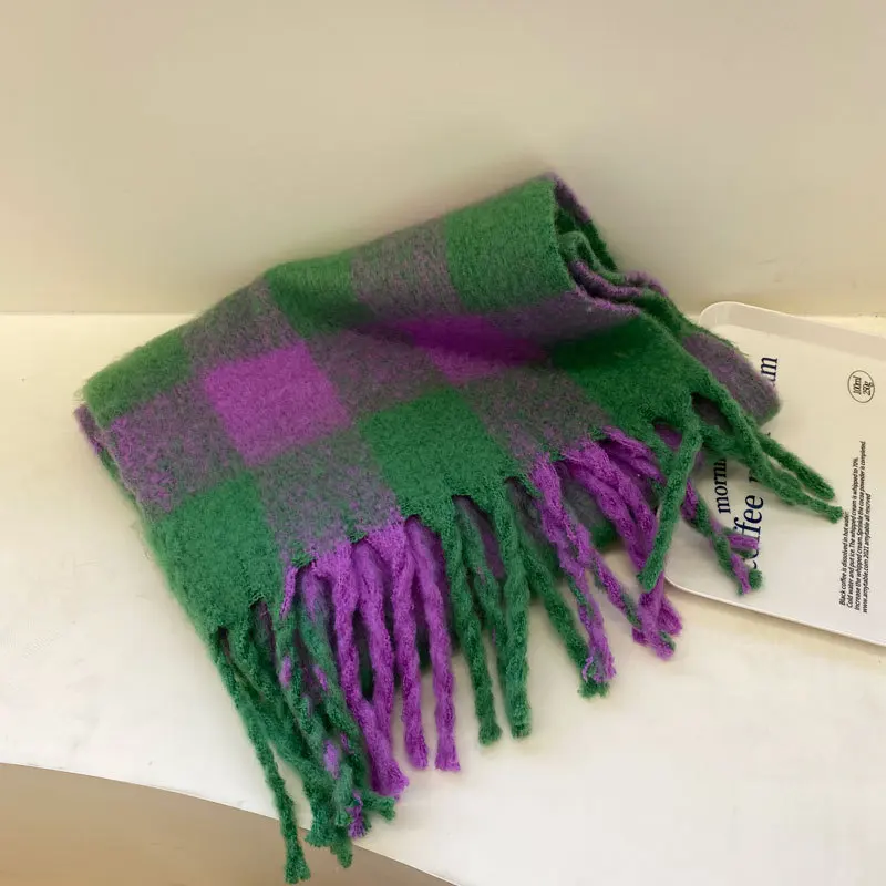 2022 New Women Plaid Scarf Winter Warm Shawls Cashmere Thicked Wrap Ladies Long Tassel Blanket Scarves Bufanda Mujer_voghion.com