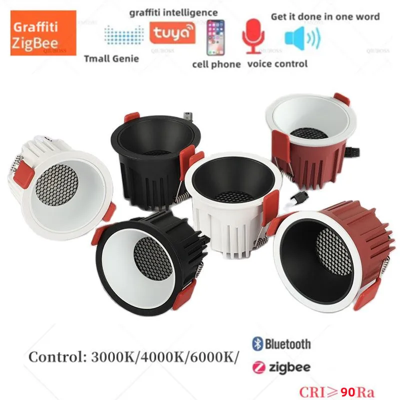 Led Downlight Recessed Ceiling Spotlight LED Graffiti ZIGBEE/Bluetooth APP Intelligent Anti Glare Downlight 7W 15W 85-265V