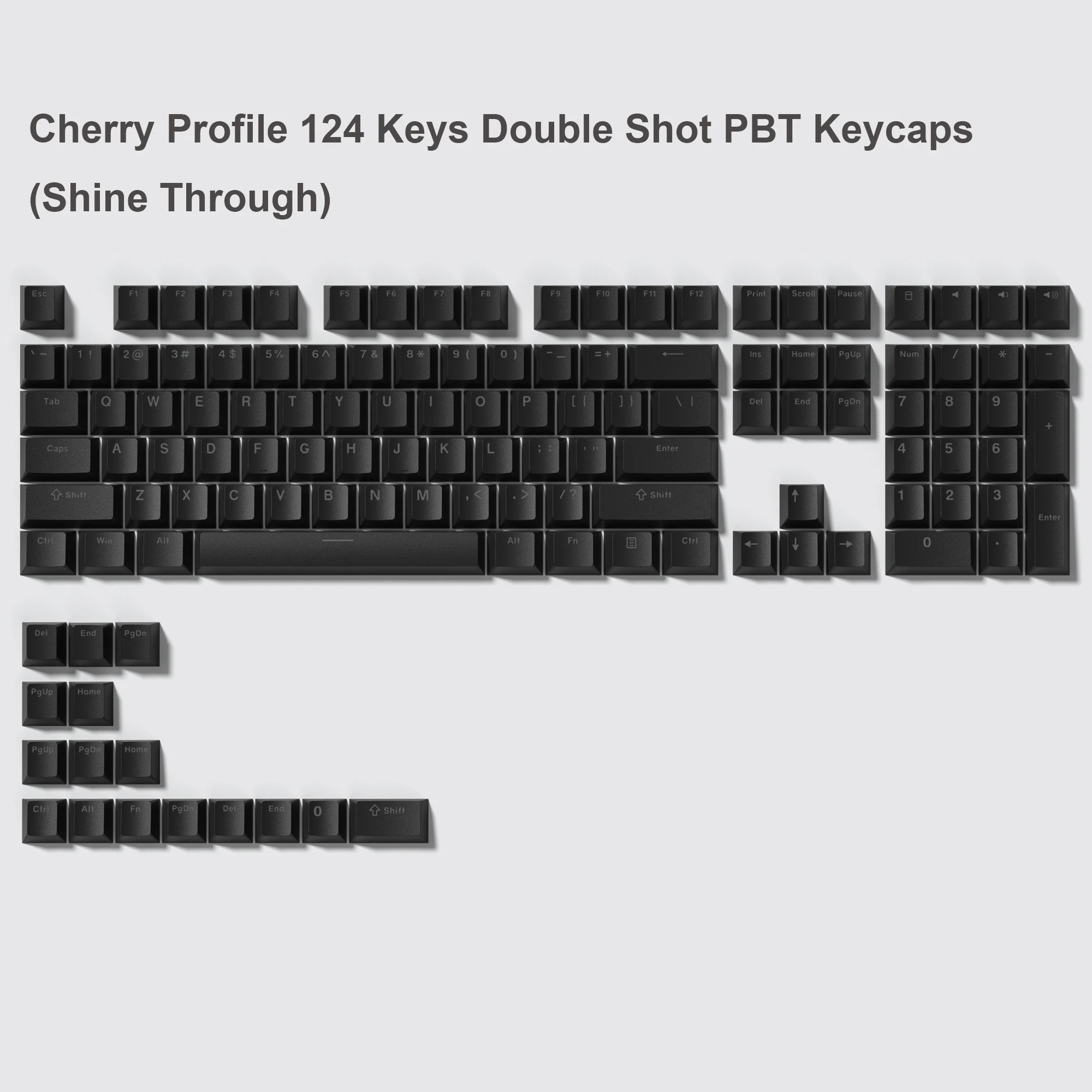 168-Key Double Shot PBT Custom WOB Cherry Profile Keycap Set