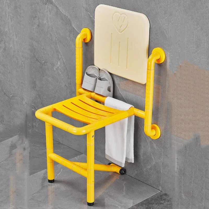 Portable Folding Toilet Bathroom Stool Showe Nonslip Metal Nordic Shower Chair Small Wall Mounted Banyo Taburesi Home Furniture 3