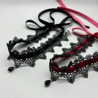 Collier ras du cou gothique en velours pour femmes, avec pendentif goutte d'eau en forme de fleur, Punk, bijoux élégants, accessoire de fête 5