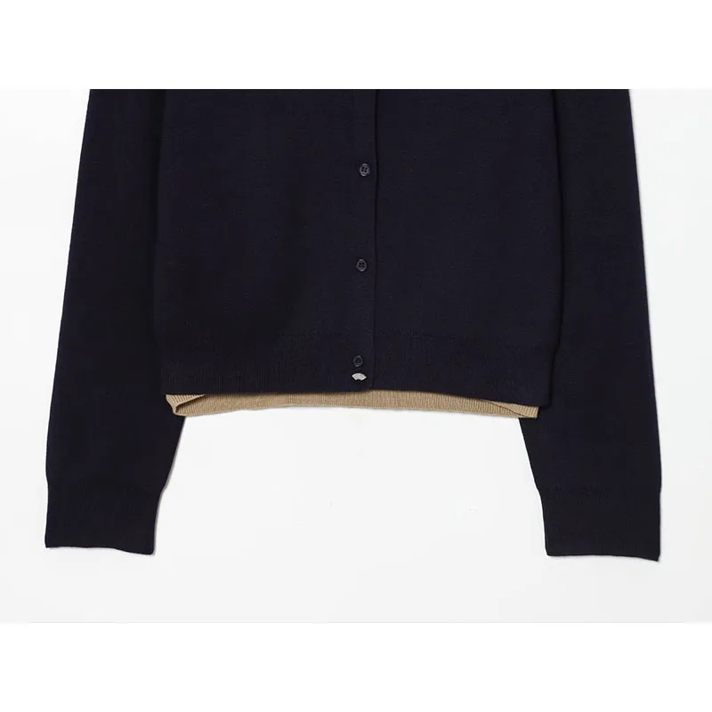 Women Jacket Fashion Color-Block Knitted Short Coats Casual Autumn Winter Jackets For Women Long Sleeve Knitwear New Outerwear