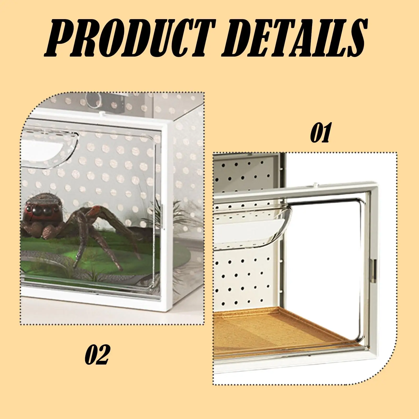 Reptile Terrarium, Breeding Tank, Breathable, Enclosure Cage, Reptile Feeding Box, Animal Habitat Cage for Geckos, Hamster Reptile Terrarium, Breeding Tank, Breathable, Enclosure Cage, Reptile Feeding Box, Animal Habitat Cage for Geckos, Hamster