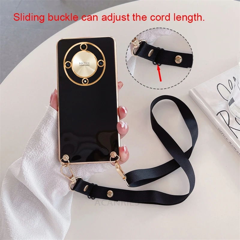 Premium Crossbody Lanyard Plating Case with Silicone Cover