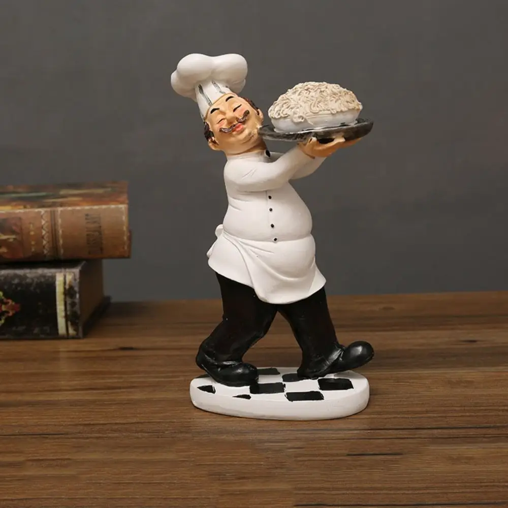 Handicraft Rustic Bakery Chef Resin Statue Simulated Model Farmhouse Cake Shop Decor Crafts Funny Doll Kitchen Chef Figurine