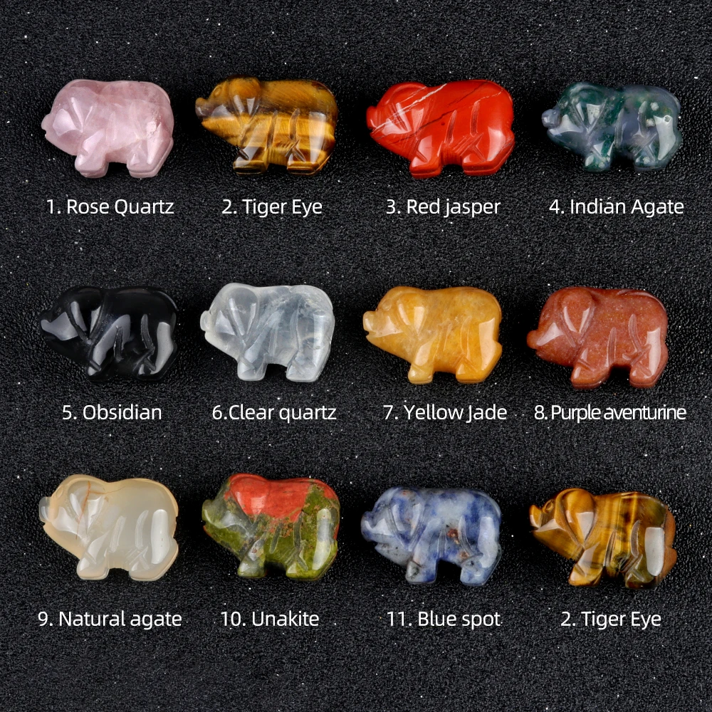 Mini Crystal Pig Figurine Chinese Zodiac Animal Miniatures Statue Ornaments Lucky Stone Pig Collectible Home Decoration Gift