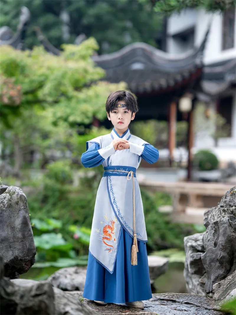 Traditional Ancient Costumes Little Swordsman Boys Hanfu Chinese Kungfu Costumes Young Master\'s Clothes Emprise Children\'s Wear