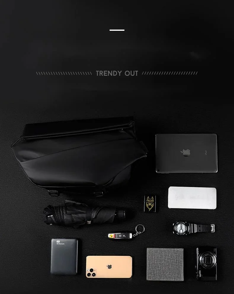 Rucsac de piept pentru bărbați, funcțional, la modă, crossbody, impermeabil, multifuncțional, cu un singur umăr_voghion.com