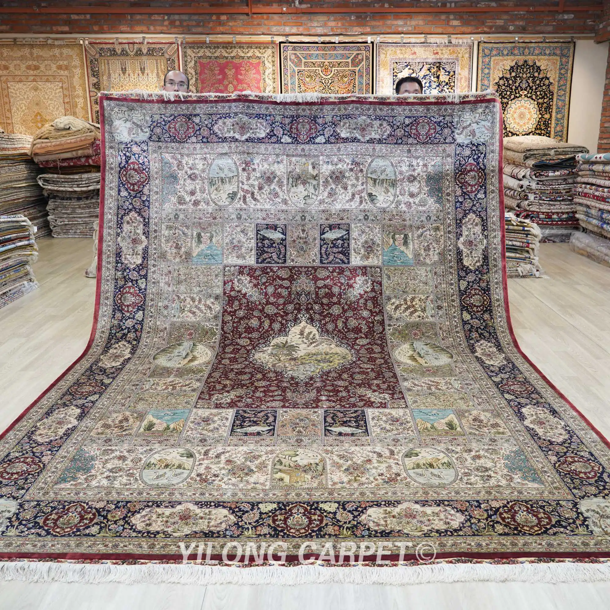 8.5'x11.5' Large Luxury Handmade Silk Persian Rugs For Living Room