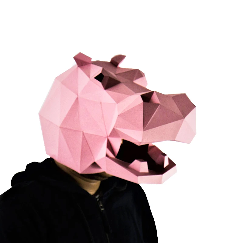 Wearable Mask Rhino Hippo 3D Paper Model DIY