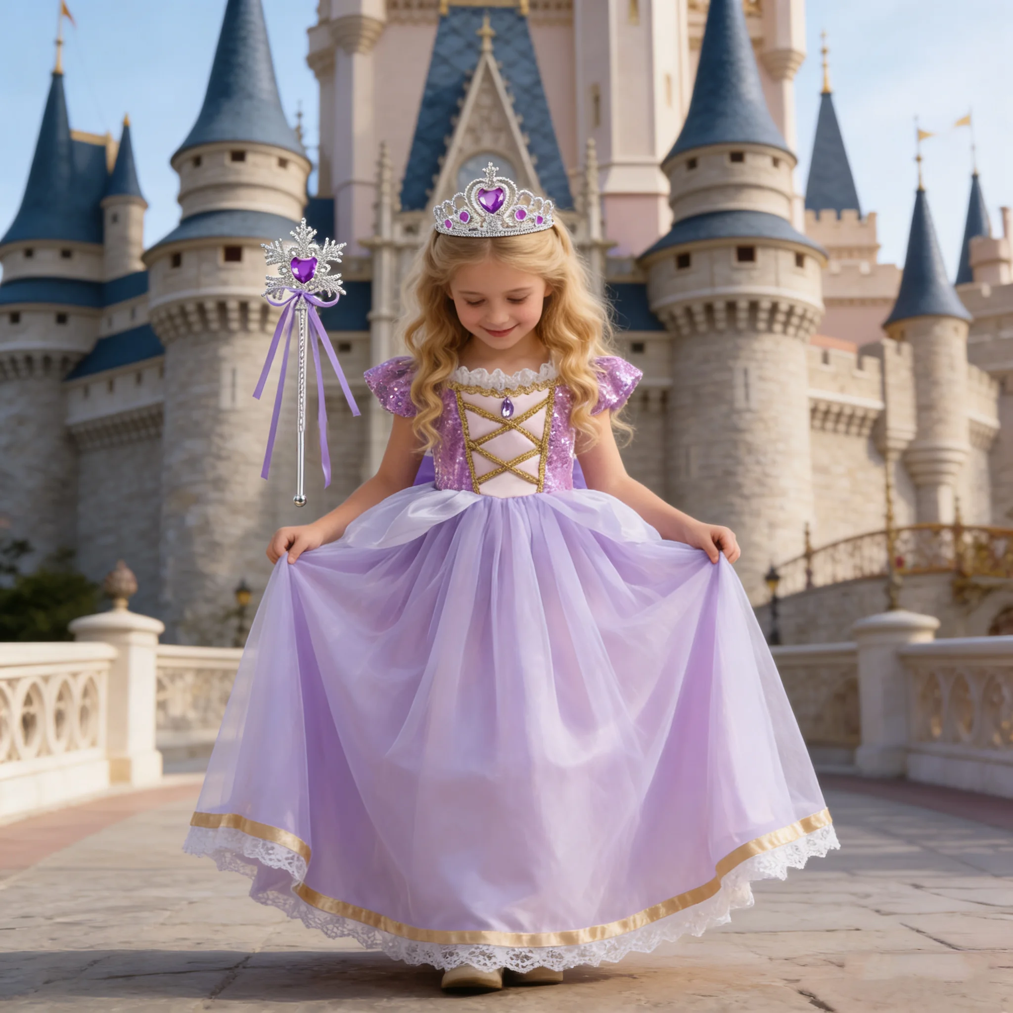 Girls Deluxe Elegant Rapunzal Princess Dress 4