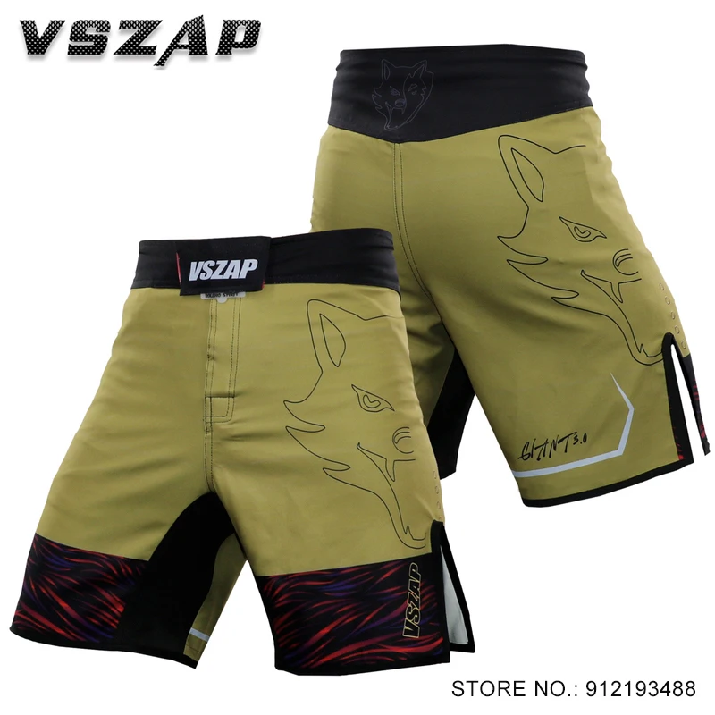 MMA High Split Shorts Vszap Wolf Boxing Kickboxing Muay Thai Fight Shorts Adult Youth Fightwear BJJ Jiu Jitsu Grappling Trunks mma shorts