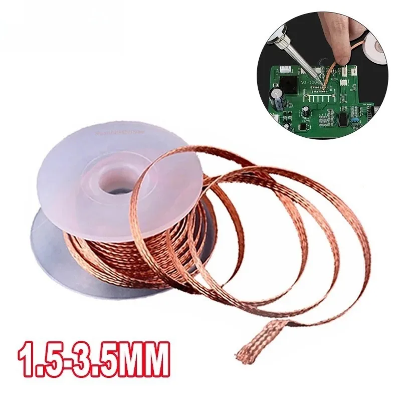 Solder remover 1/5/10pcs 1.5mm-3.5mm 1.5M-3M Desoldering Braid Solder Remover Wick Wire Welding Tin Sucker Cable Lead Cord Flux Repair Tool