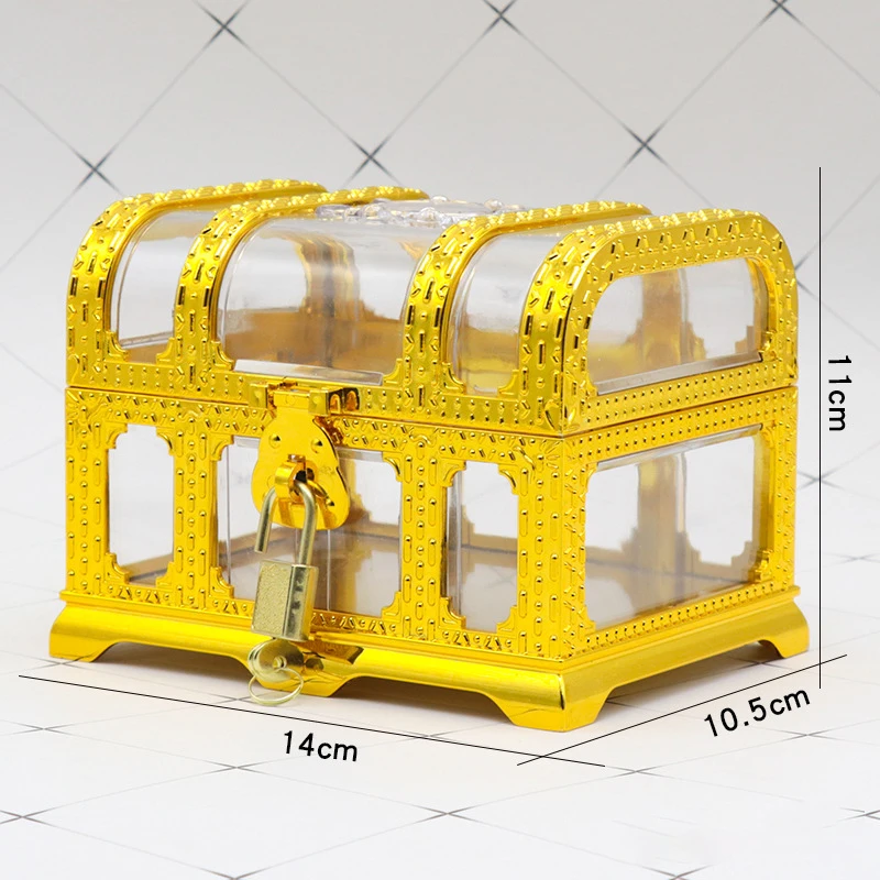 Pirate Treasure Chest with Lock – Transparent Pirate Jewelry Box for Gemstones, Crystal... - SKU PTCL2333 - UGI Packaging
